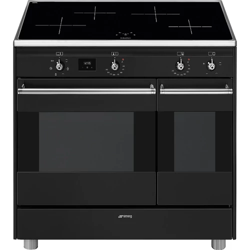 SMEG SZABADONÁLLÓ TŰZHELY, Classica design, 90 cm, 2 sütőtér, indukciós főzőlap, antracit