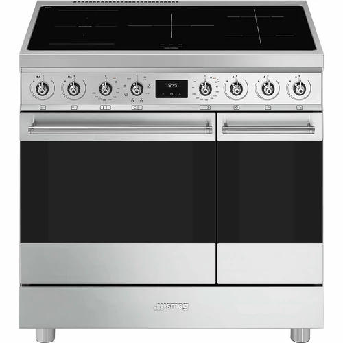 SMEG SZABADONÁLLÓ TŰZHELY, Classica design, 90 cm, 2 sütőtér, indukciós főzőlap, inox