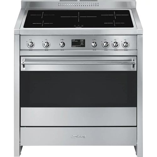 SMEG SZABADONÁLLÓ TŰZHELY, Opera, 90 cm, 11 funkció, 115 l sütőtér, indukciós főzőlap, 5 zóna, rozsdamentes acél