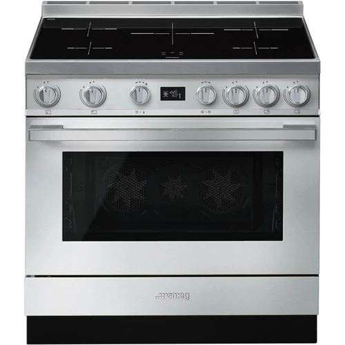 SMEG SZABADONÁLLÓ TŰZHELY, Portofino design, 90 cm, 1 sütőtér, indukciós főzőlap, inox