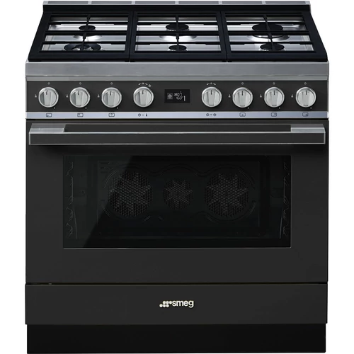 SMEG SZABADONÁLLÓ TŰZHELY, Portofino design, 90 cm, 1 sütőtér, gáz főzőlap, antracit