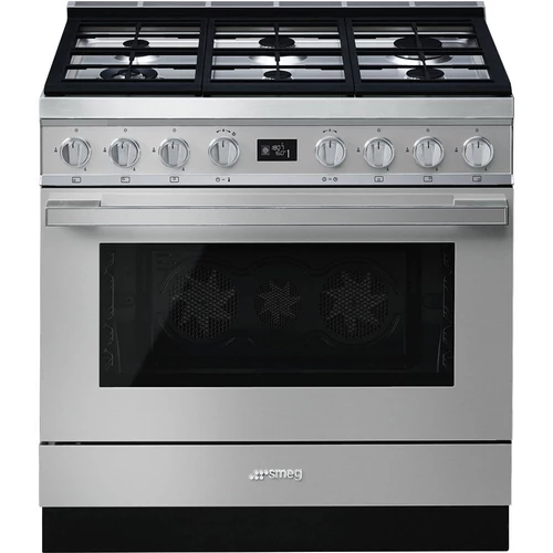 SMEG SZABADONÁLLÓ TŰZHELY, Portofino design, 90 cm, 1 sütőtér, gáz főzőlap, inox