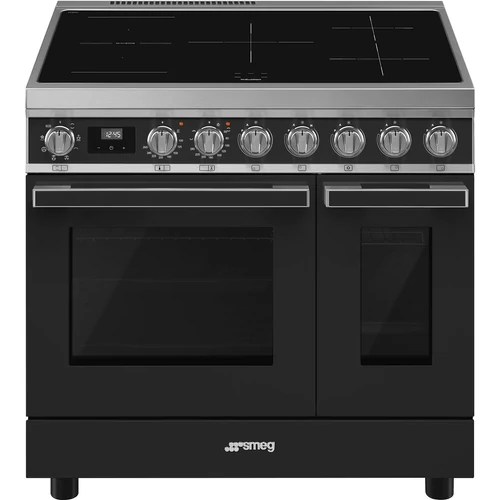 SMEG SZABADONÁLLÓ TŰZHELY, Portofino design, 90 cm, 2 sütőtér, indukciós főzőlap, antracit