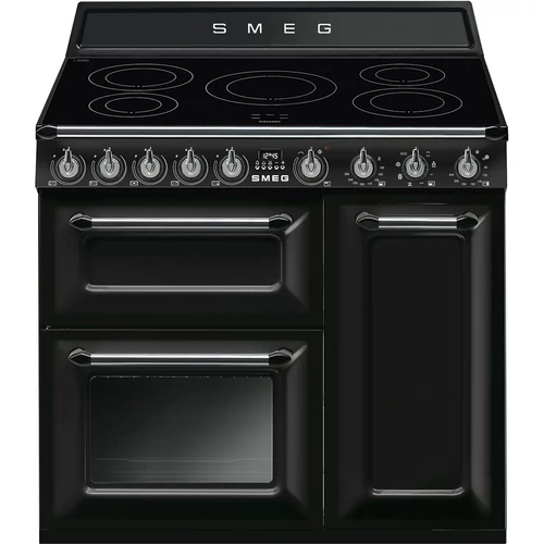 SMEG SZABADONÁLLÓ TŰZHELY, Victoria design, 90 cm, 3 sütőtér, indukciós főzőlap, fekete