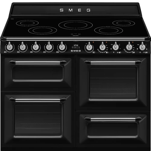 SMEG SZABADONÁLLÓ TŰZHELY, Victoria design, 110 cm, 3 sütőtér, indukciós főzőlap, fekete