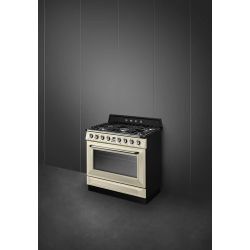 SMEG SZABADONÁLLÓ TŰZHELY, Victoria design, 90 cm, 1 sütőtér, 9 funkció, gőztisztítás, gáz főzőlap, bézs