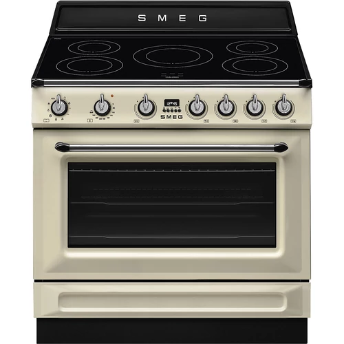 SMEG SZABADONÁLLÓ TŰZHELY, Victoria design, 90 cm, 1 sütőtér, indukciós főzőlap, bézs