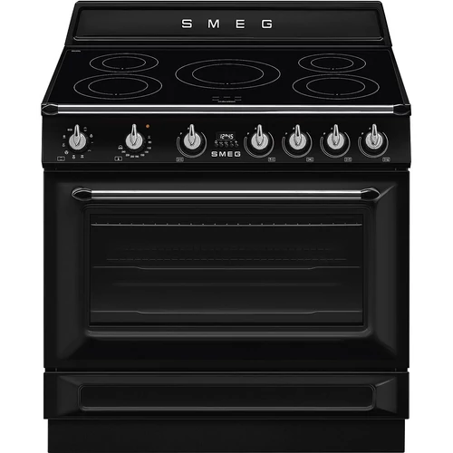 SMEG SZABADONÁLLÓ TŰZHELY, Victoria design, 90 cm, 1 sütőtér, indukciós főzőlap, fekete