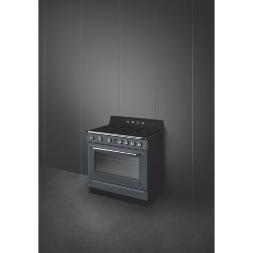 SMEG SZABADONÁLLÓ TŰZHELY, Victoria design, 90 cm, 1 sütőtér, 9 funkció, indukciós főzőlap, palaszürke
