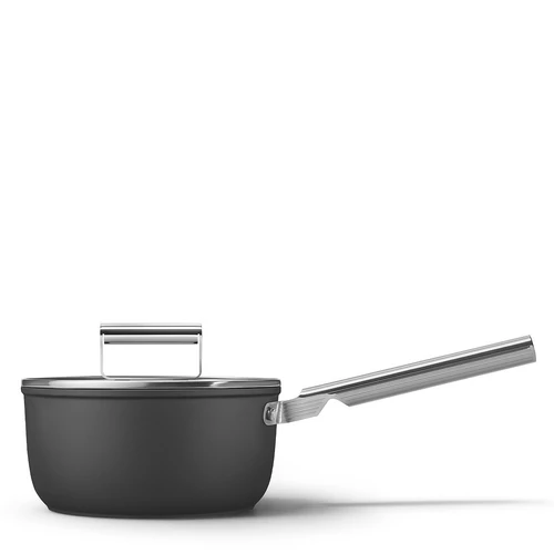 SMEG SZÓSZOS EDÉNY, 20 cm, edzett üveg fedél, rozsdamentes acél fogantyú, fekete