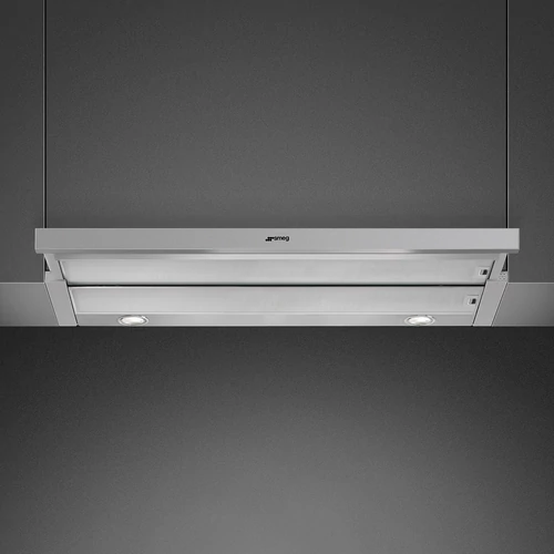 SMEG TELESZKÓPOS KIHÚZHATÓ PÁRAELSZÍVÓ, Universal design, 90 cm, nyomógombos vezérlés, festett ezüst