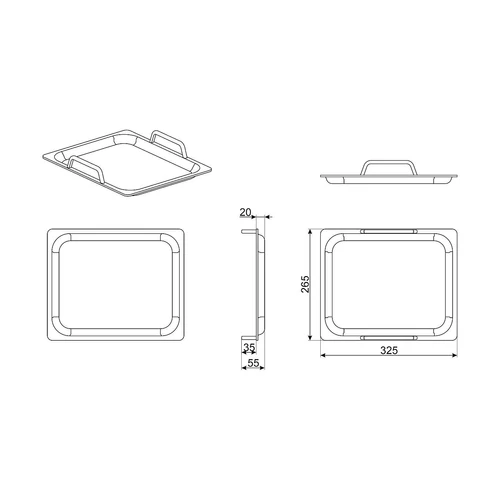 SMEG TEPPANYAKI GRILL TÁL, rozsdamentes acél, 2 fogantyúval