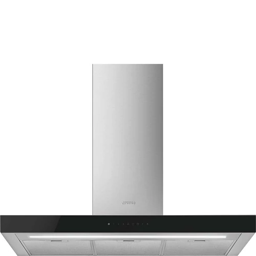 SMEG UNIVERSALE design T-shape fali páraelszívó, 90 cm, inox + fekete üveg