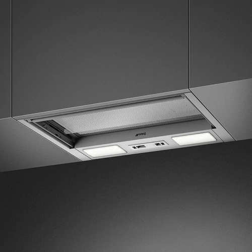 SMEG UNIVERSALE design beépíthető páraelszívó, 56 cm, inox, tolókapcsolós vezérlés