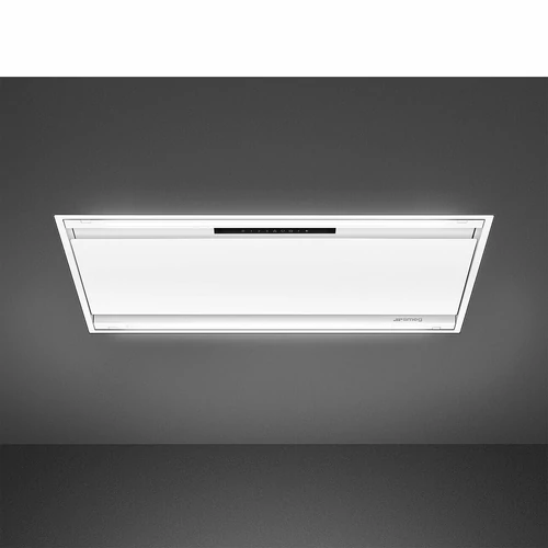 SMEG UNIVERSALE design mennyezeti páraelszívó, 90 cm, matt fehér, 2 LED csík