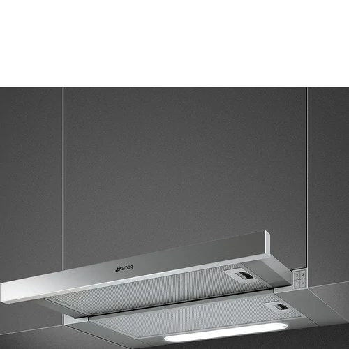 SMEG UNIVERSALE design teleszkópos páraelszívó, 60 cm, festett ezüst, nyomógombos vezérlés