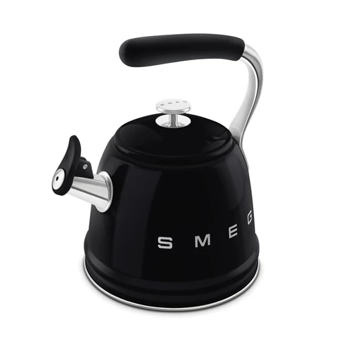 SMEG VÍZFORRALÓ TEÁSKANNA, retro, síppal, fekete