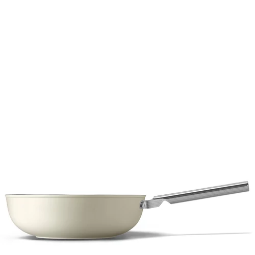 SMEG WOK SERPENYŐ, 30 cm, rozsdamentes acél fogantyú, matt bézs
