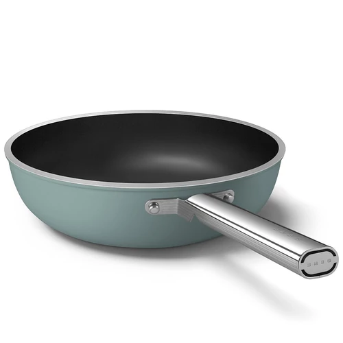 SMEG WOK SERPENYŐ, 30 cm, rozsdamentes acél fogantyú, matt bézs