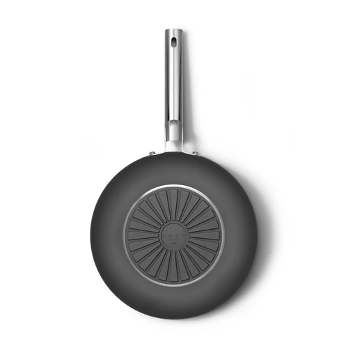 SMEG WOK SERPENYŐ, retro, rozsdamentes acél fogantyú, 30 cm, fekete