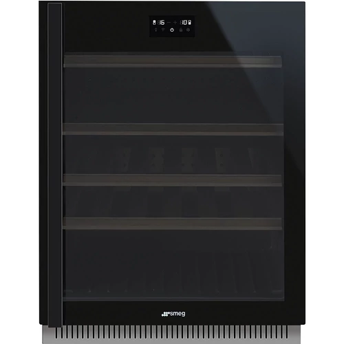 SMEG BORHŰTŐ, Dolce Stil Novo design, 60 cm, jobb oldali pántok, fekete üveg