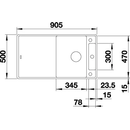 BLANCO AXIA III 5S-F palaszürke fa ta, SZINTBE ÉPÍTÉS